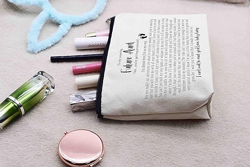 Miniatura 7 de LIBIHUA Bolsa de maquillaje para mujer, bolsa de cosméticos regalos para ella, bolsa de viaje femenina, Beige natural, 283-a mi increíble tía futura