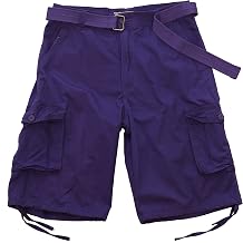 Access Men's Washed Cargo Shorts with Belt Purple, Size 34