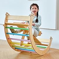 Vista 7 de Avenlur Bailis Ultimate 3-en-1 Juego de Juego para Niños - Tira y Afloja, Arco de Escalada y Balancín - Juguetes de Escalada Waldorf y Montessori