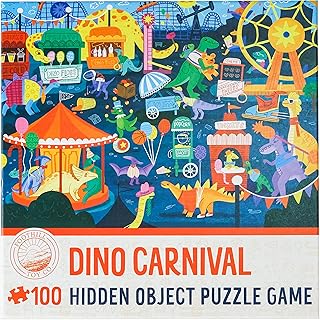 Foothill Toy Co. Childrenâ€™s Jigsaw Puzzle | Unique Dinosaur Art | Educational Gift for Kids 3-8, Dino Carnival - 100 Piece