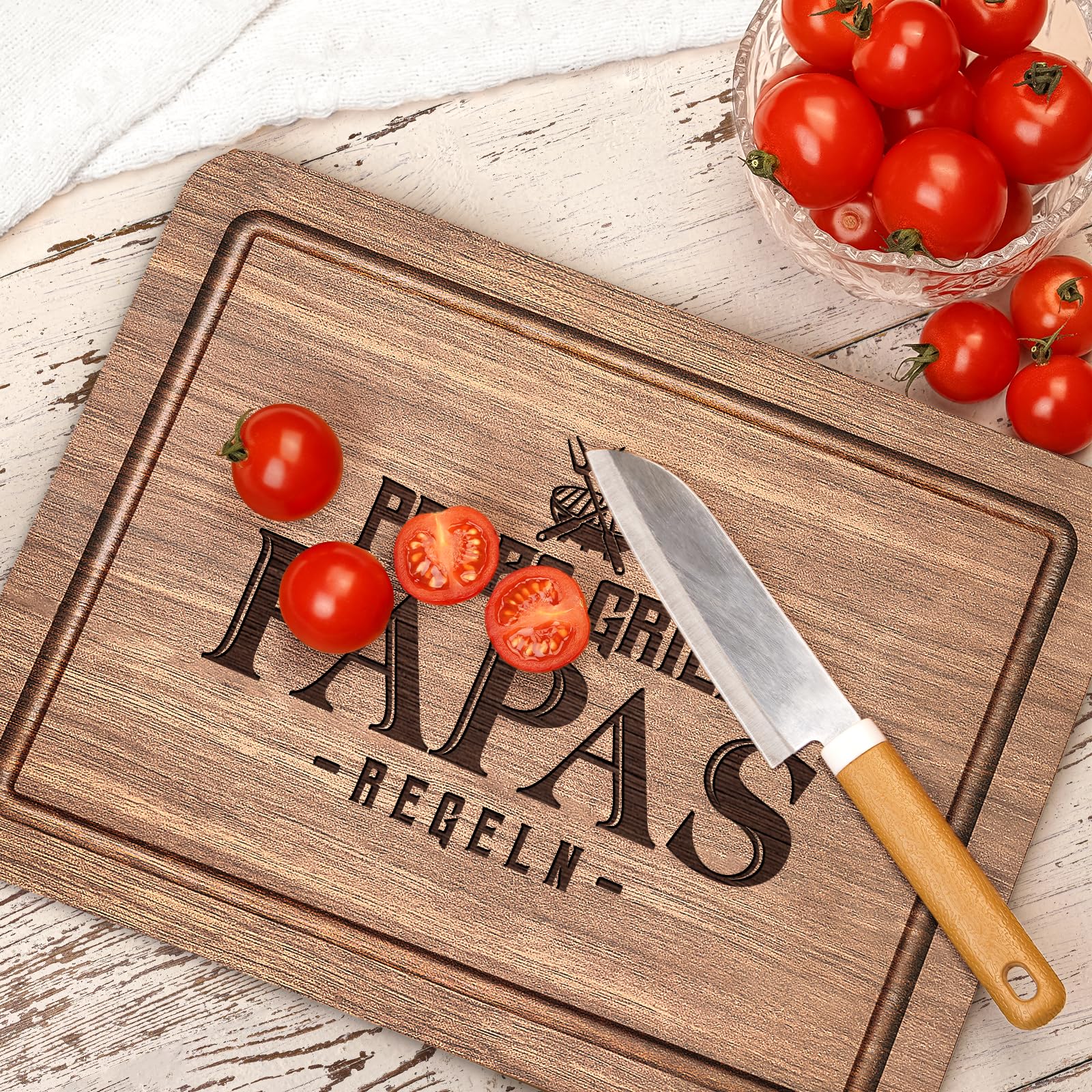 Juratar Tabla de cortar de madera de nogal con ranura para jugo, regalo para el día del padre, de madera, como regalo de cumpleaños