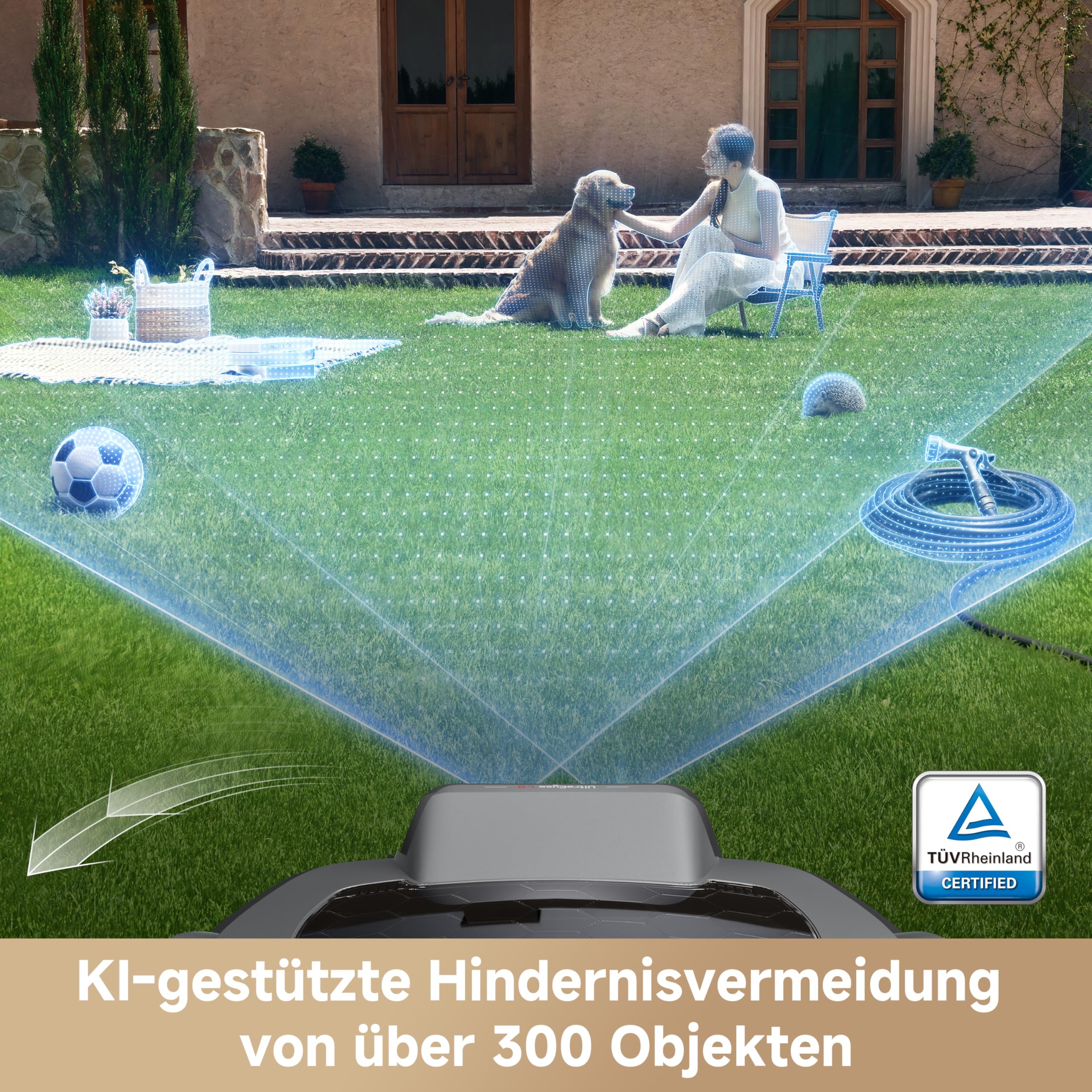MOVA ViAX 250 Mähroboter Ohne Begrenzungskabel, 250m², KI-Kartierung, Hindernisvermeidung