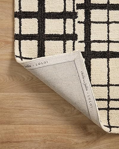 Miniatura 6 de Loloi Chris Loves Julia x Polly Collection POL-02 - Alfombra decorativa de 2 pies 3 pulgadas x 3 pies 9 pulgadas, color negromarfil