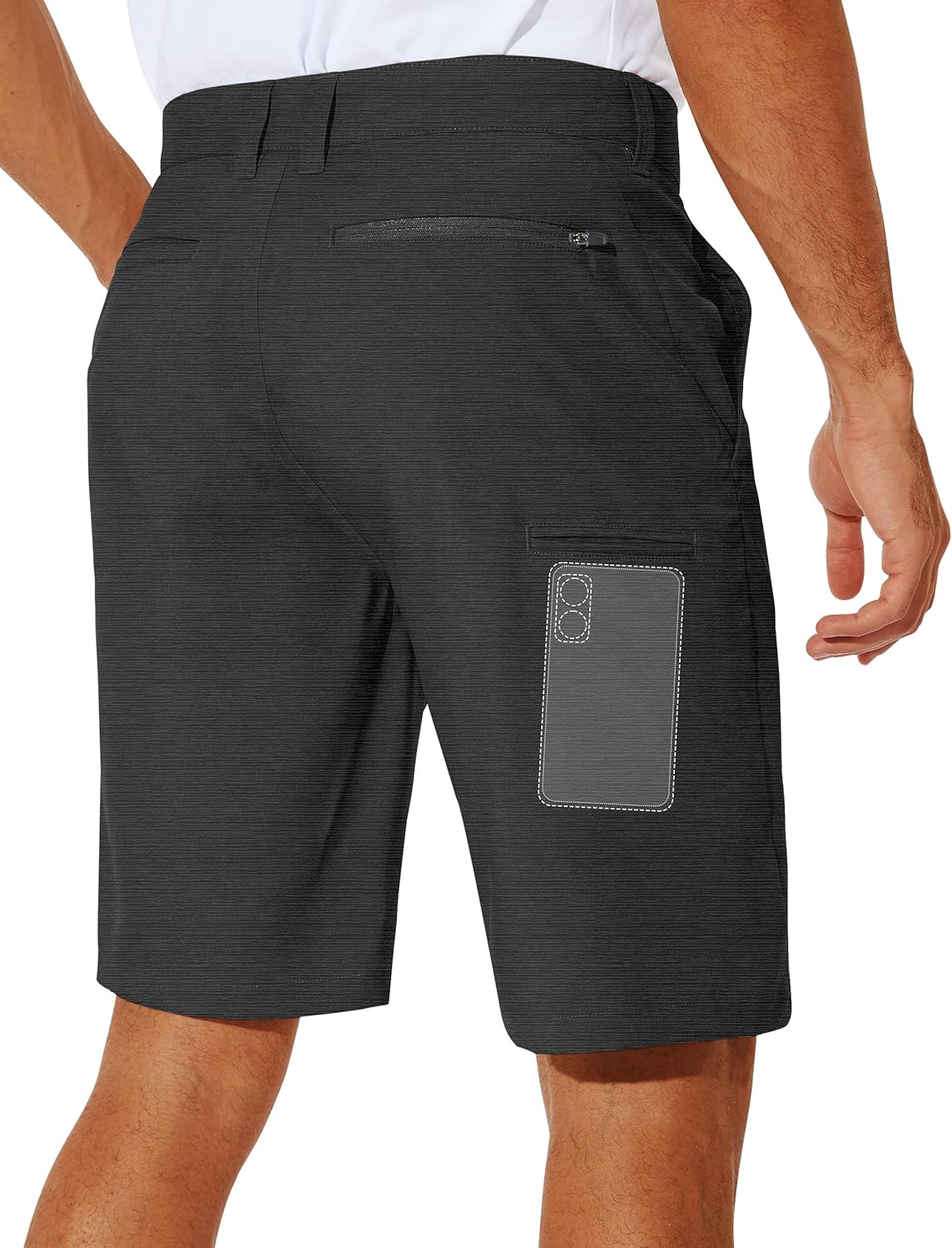 PULI Men's Stretch Golf Short Quick Dry Dress Casual Lightweight Flat Front 10" Summer Hybrid Shorts with Pockets - Image 2