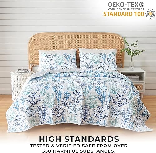 Miniatura 5 de Great Bay Home Juego de ropa de cama de 2 piezas reversible para todas las estaciones, colcha costera de verano con funda, colcha de playa