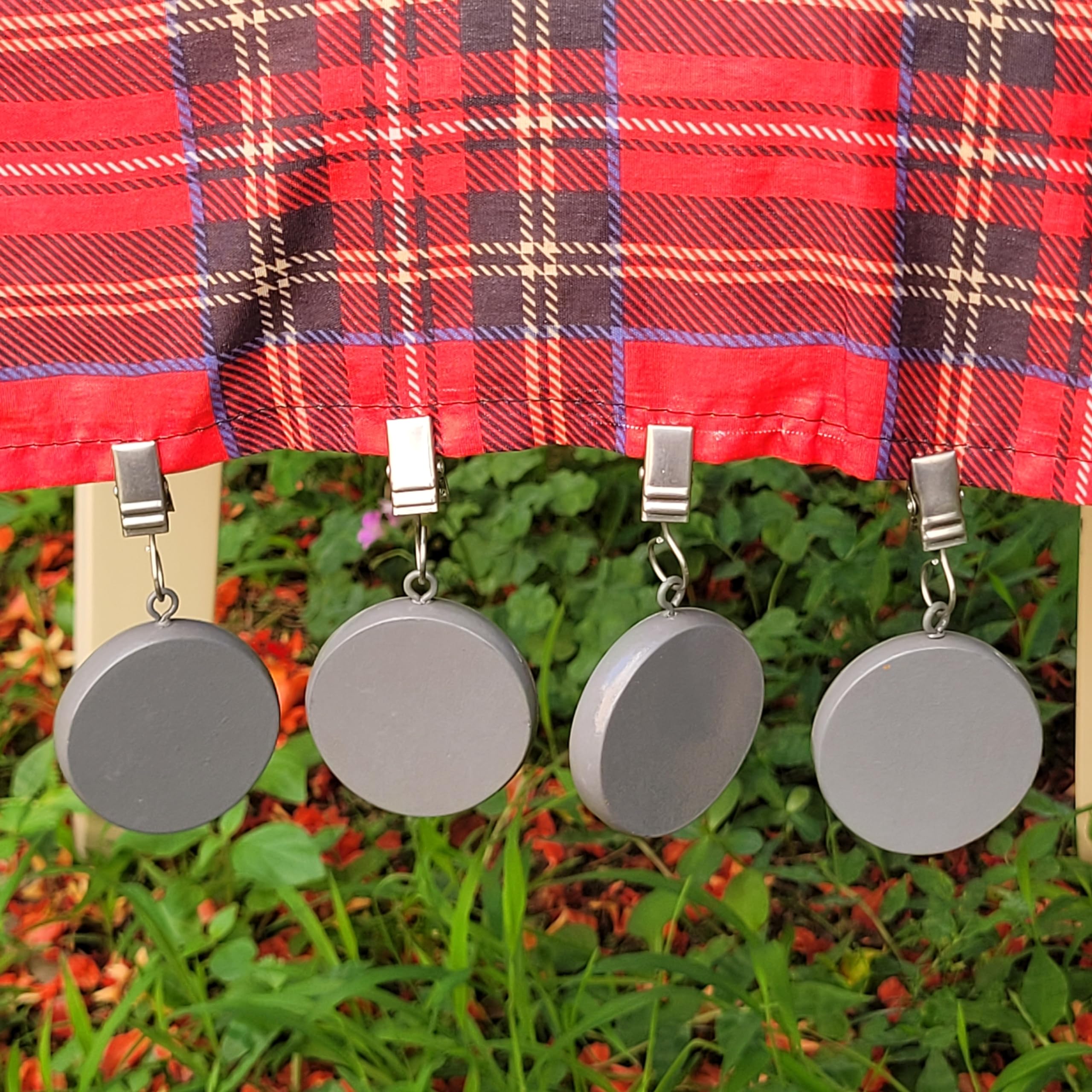 TwoFish Home Set of 4 Resin Table Cover Tablecloth Weights Clips Handicraft Tablecloth Clips (Gray Round Pendant)