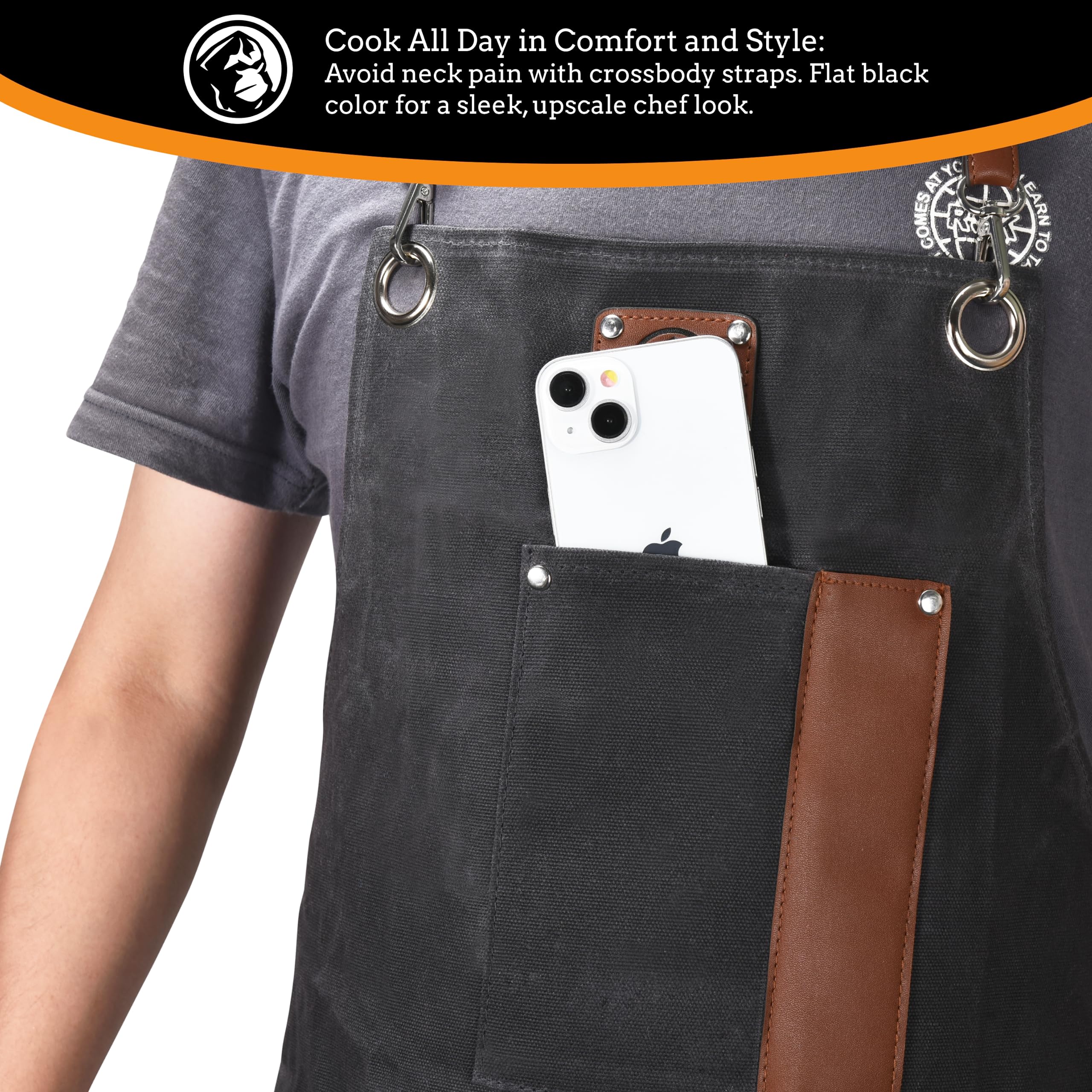 MOUNTAIN GRILLERS Heavy-Duty Leather Grilling Apron for Men - Adjustable Straps - Stylish and Functional for Cooking, BBQ, Baking, and Kitchen Use - Leather Kitchen Apron for Men's Outdoor Activities