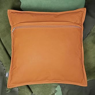 TOMJACK Lambskin Leather Pillow Cover - Decorative Sofa Cushion Case - Throw Covers for Living Room & Bedroom, 20" x 20" - Mustard Flavia Box Pack of 1