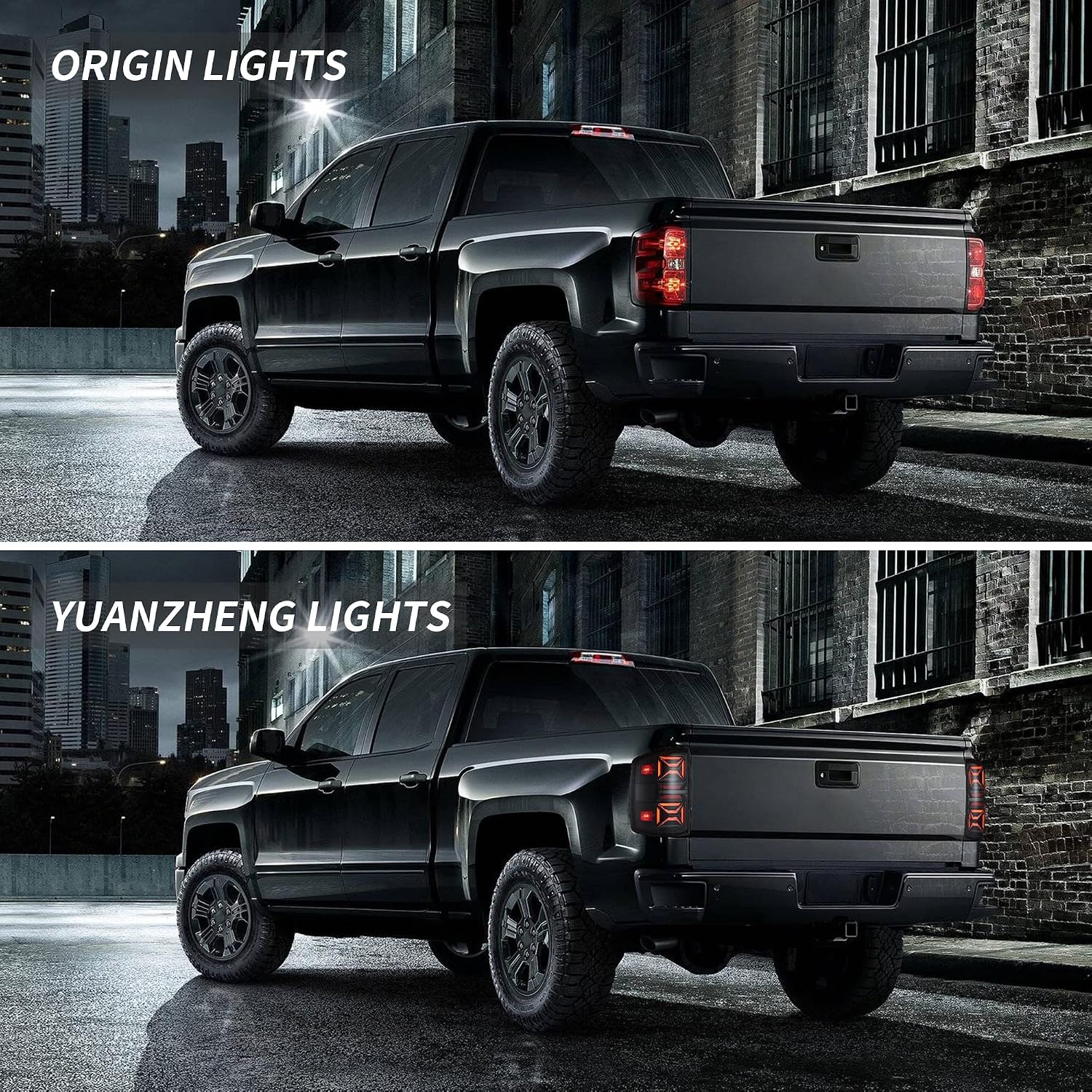 VLAND LED Smoked Tail Lights Compatible For [ 14-18 Silverado 1500/15-19 Silverado 2500HD / 3500HD PRO-Series ] With Red Turn Signal, Driver & Passenger Side, Not Fit Factory LED taillights