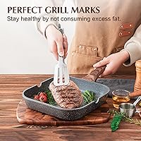 Vista 3 de SENSARTE Nonstick Grill Pan for Stove Tops, Versatile Griddle with Pour Spouts, Square Big Cooking Surface, Durable Skillet Indoor & Outdoor