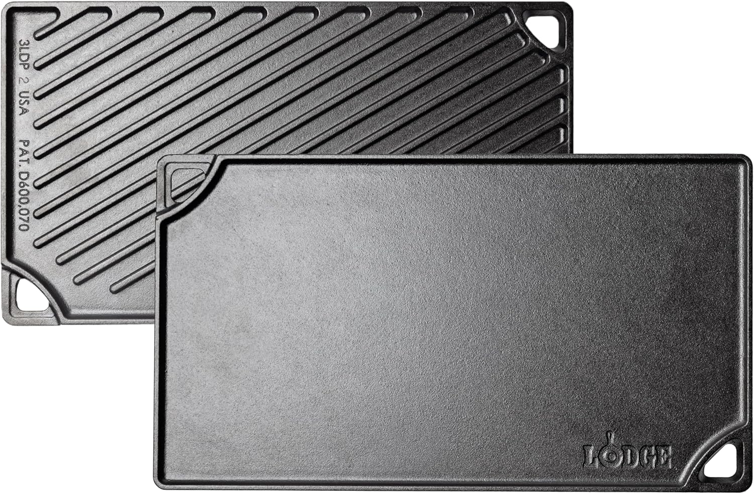 Lodge plaque fonte 2-en-1 — grill et plancha en un seul objet