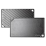 Lodge Reversible Cast Iron Grill/Griddle Pan 16.75 x 9.5 - Pre-Seasoned Dual-Sided Double Burner for...