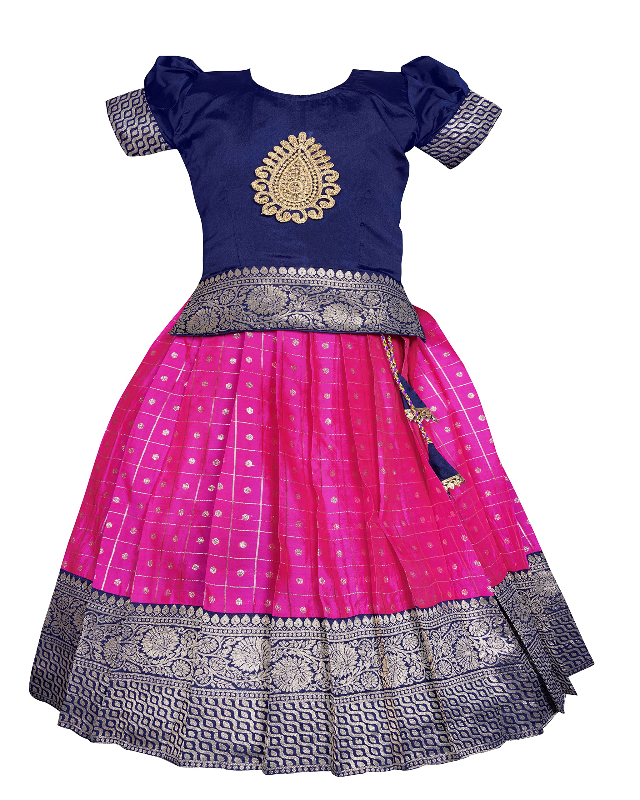 PW PLATYPUS WORLD New South Indian Traditional Pattu Pavadai Tapeta Silk Lehenga Choli For Girls Dress