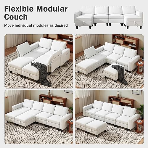 Miniatura 3 de Sofá modular seccional, sofá modular de 110 pulgadas con almacenamiento y respaldo ajustable, sofás seccionales convertibles de 6 asientos para sala