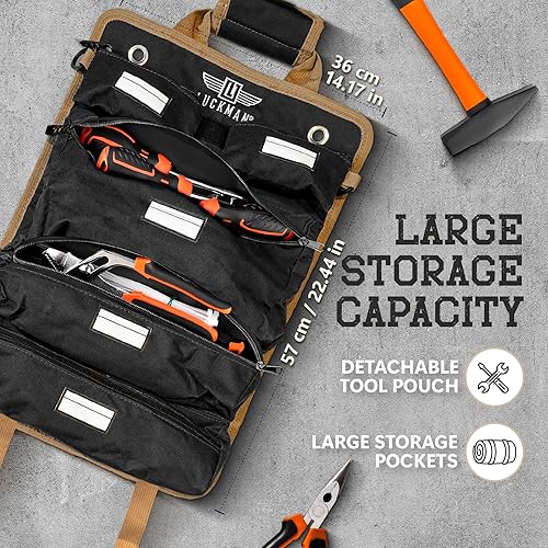 Miniatura 4 de Bolsa de herramientas enrollable bolsa de herramientas resistente para hombres y mujeres, organizador de rollos de herramientas compacto y
