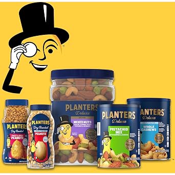 PLANTERS Deluxe Mixed Nuts - Roasted Cashews, Almonds, Brazil Nuts, Pistachios, and Pecans, Plant-Based Protein, Quick Snack, 15.25oz Canister