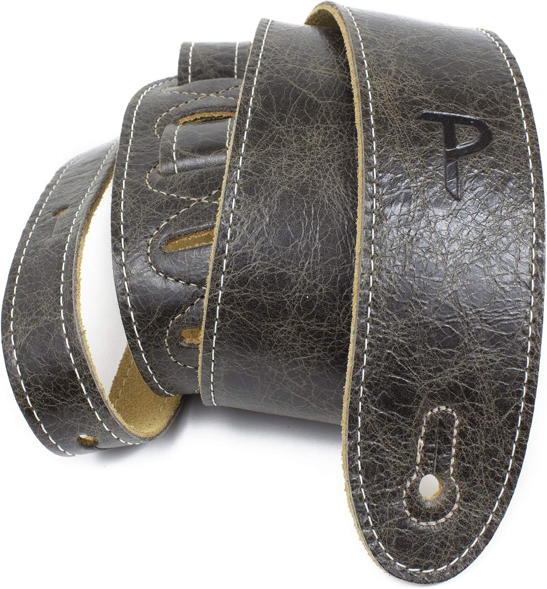 Perri's Leathers Italian Leather Guitar Strap, 41" to 56", Vintage Brown, Soft Deluxe, Adjustable, Reinforced Keyhole & Slots, Electric, Bass, Acoustic Guitar Straps Leather