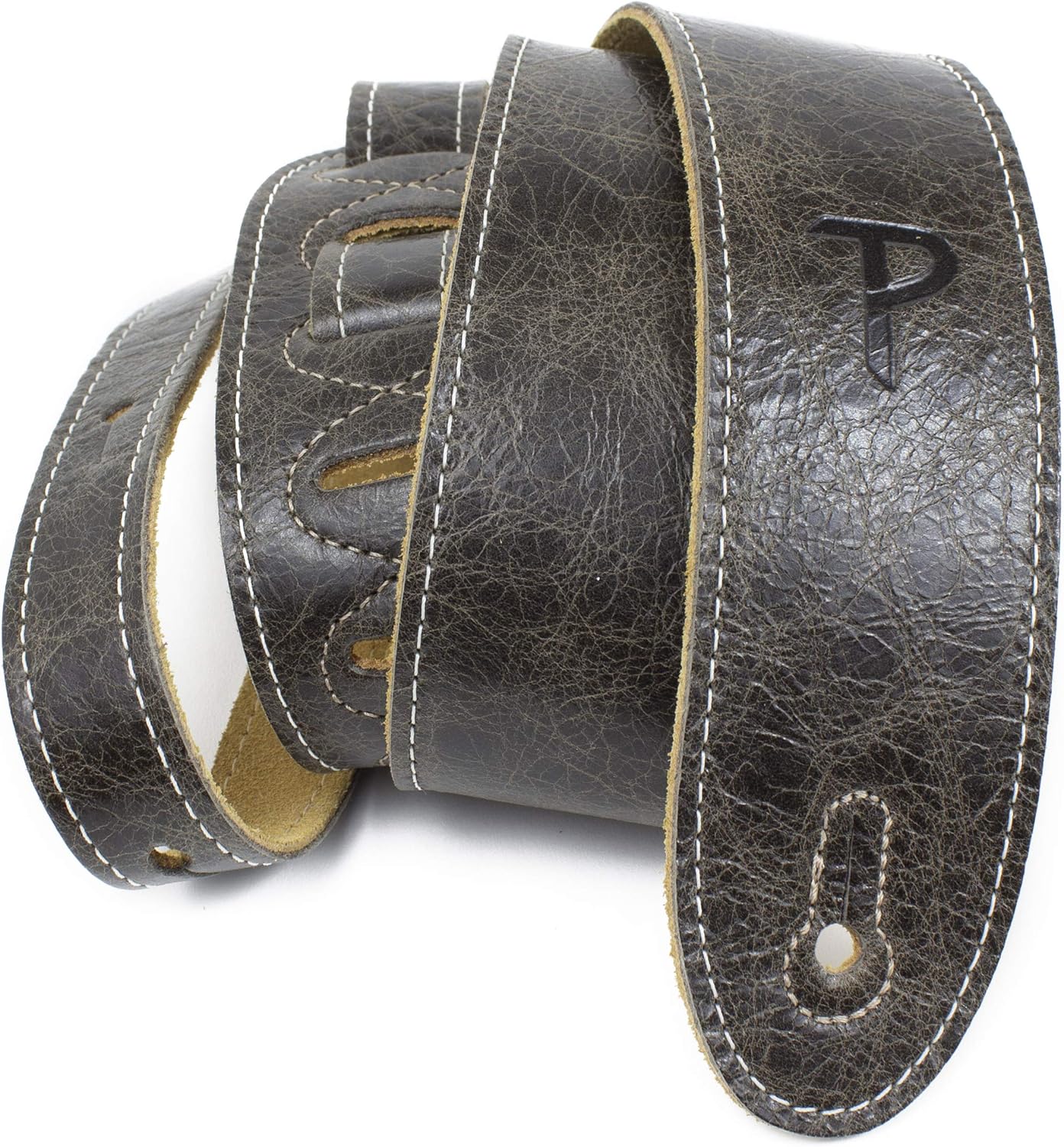 Perri's Leathers Italian Leather Guitar Strap, 41" to 56", Vintage Brown, Soft Deluxe, Adjustable, Reinforced Keyhole & Slots, Electric, Bass, Acoustic Guitar Straps Leather