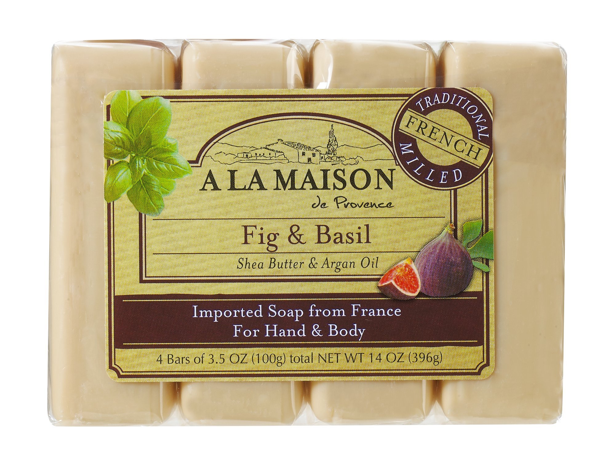 A LA MAISON Soap Bars, Fig & Basil, Value Pack 3.5 Oz (4 Count)