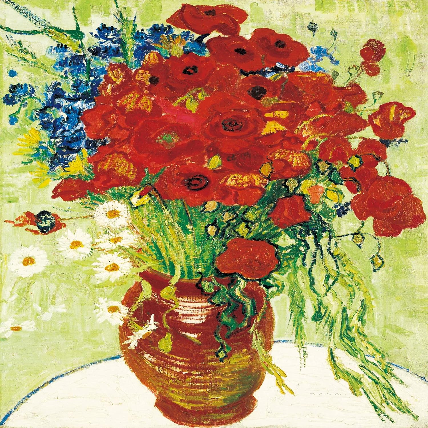 Grace Scarves Grace Art Shower Curtain, Vincent Van Gogh, Vase with Red Poppies and Daisies