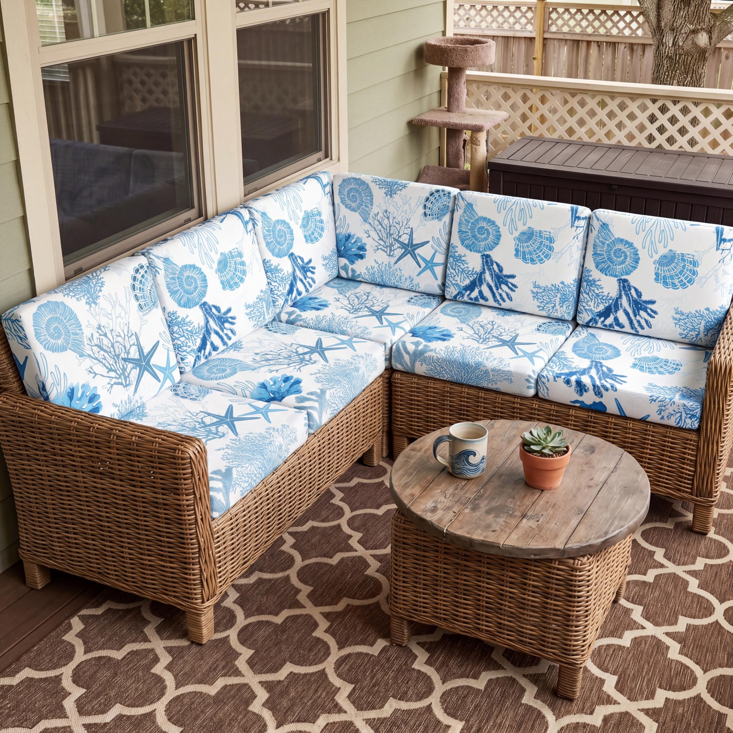 Coral Patio Cushion Covers - Stretch Slipcovers -2