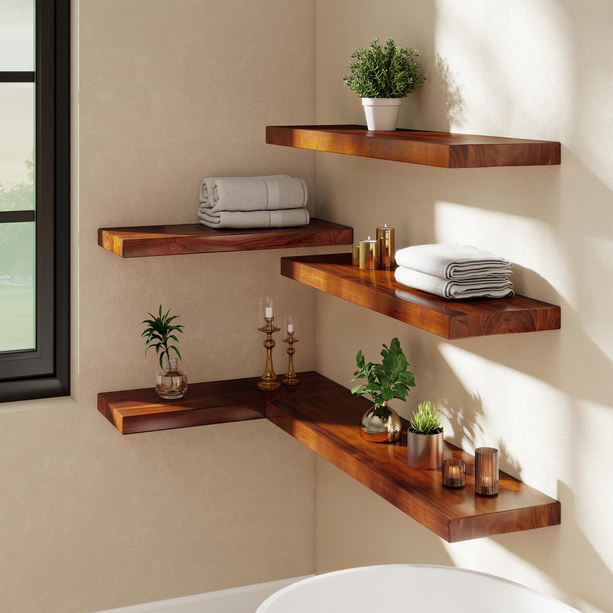 Amazon｜Realgulf Teak フローティングシェルフ 2~32インチ 天然防水