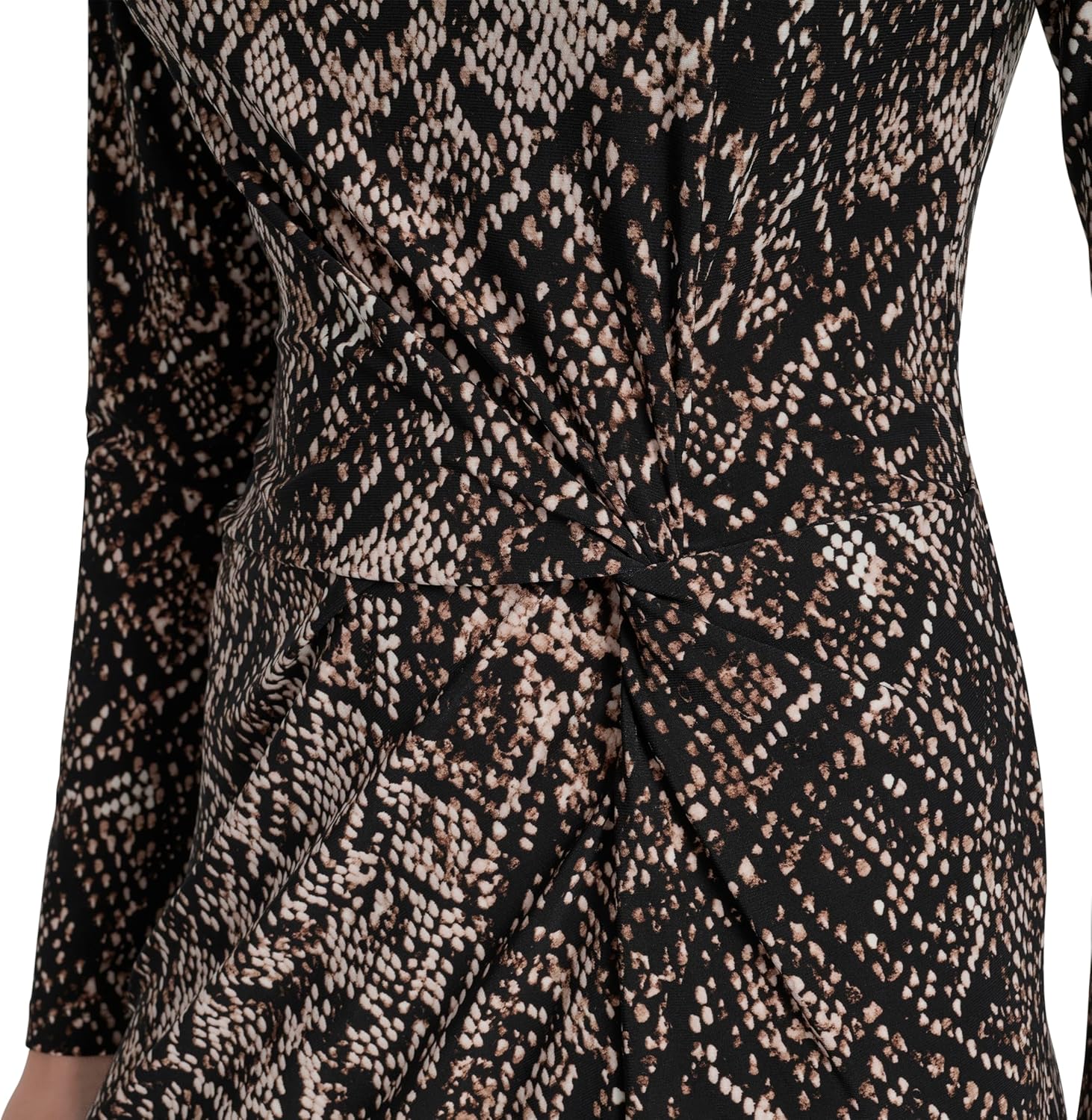 DKNY Womens Long Sleeve Jewel Neck Mini Twist Front Detail Mini Dress - Image 6