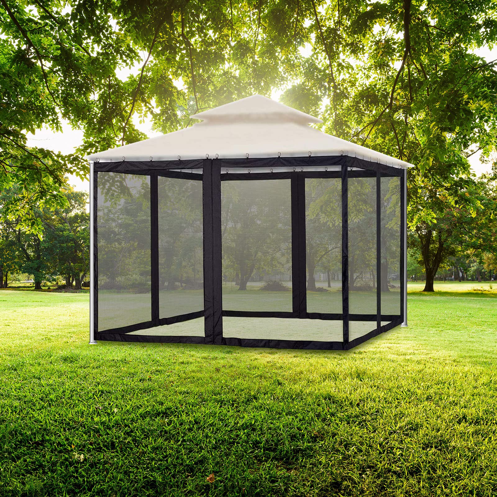 Syrisora Zanzariera da Giardino per Esterni Zanzariera con 48 Ganci Cerniere Bifacciali (Black)