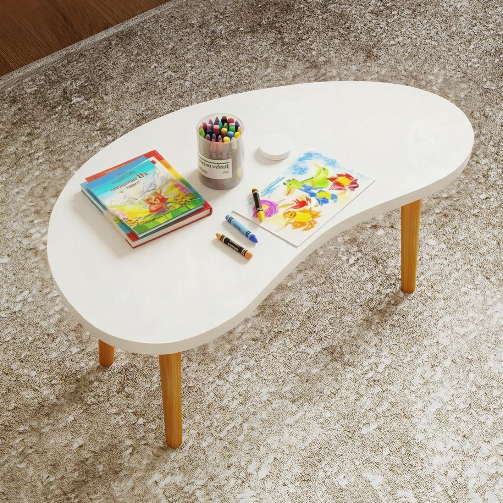 The Best Mid-Century Modern Coffee Tables in 2026 2 Mango Coffee Table Low Table with 4 Solid Wood Sturdy Legs,Floor Table Desk for - product photo