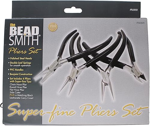 Miniatura 2 de The Beadsmith Juego de alicates de línea delgada puntas extrafinas 45 pulgadas 4 piezas nariz redonda nariz de cadena nariz plana y cortador lateral