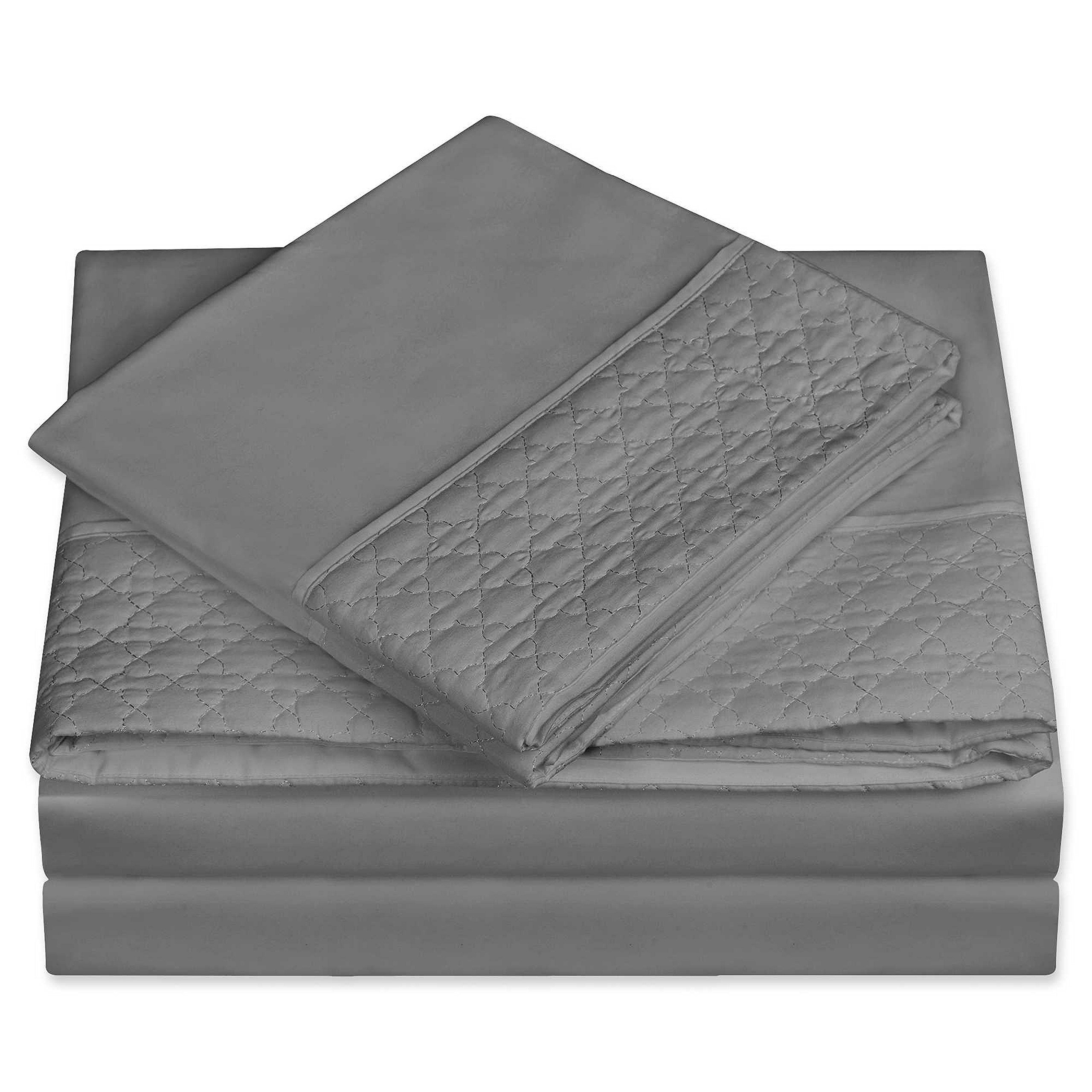 Drap plat gris anti-allergie résout les plis de lit double microfibre matelassée