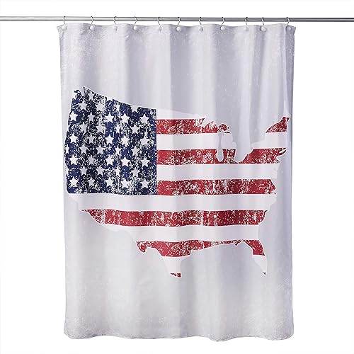 SKL Home Cortina de ducha patriótica del 4 de julio, orgullo americano, 70 x 72 pulgadas, multicolor
