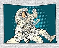 Vista 179 de Ambesonne Tapiz de isla tropical, olas del océano en la playa de Seychelles al atardecer horizonte, decoración de tela para colgar en la pared