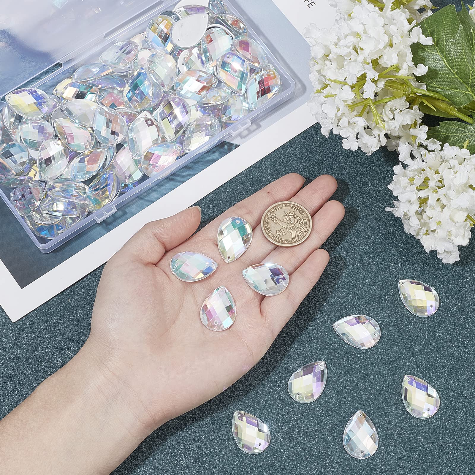 Amazon.co.jp: FINGERINSPIRE 120個 25x18mm 涙 アクリル ライン