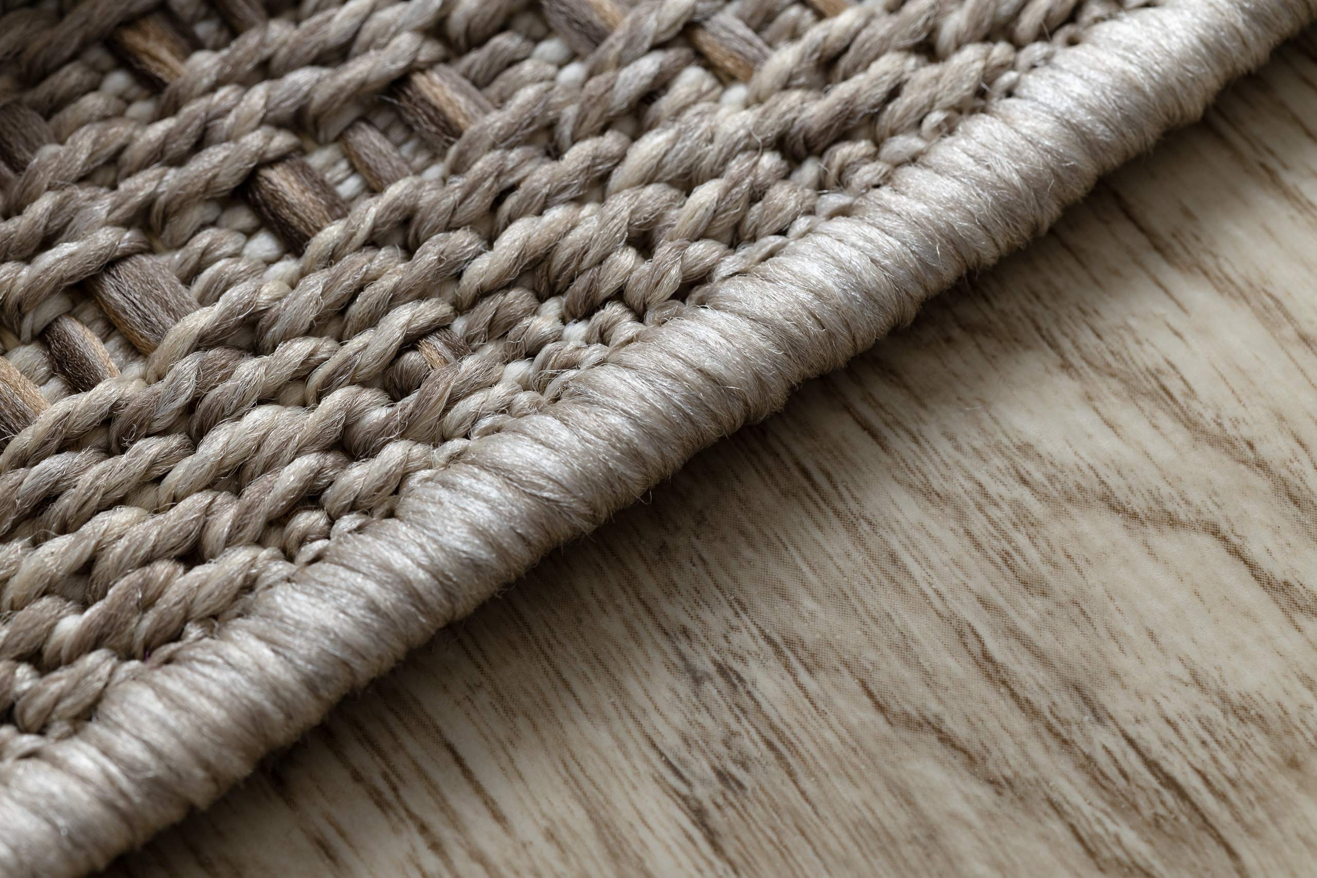 Tapis Moderne SISAL Boho Intérieur & Extérieur Tissage À Plat Haute qualité pour Chambre, Terrasse, Balcon, Cuisine, Beige 80x150 cm