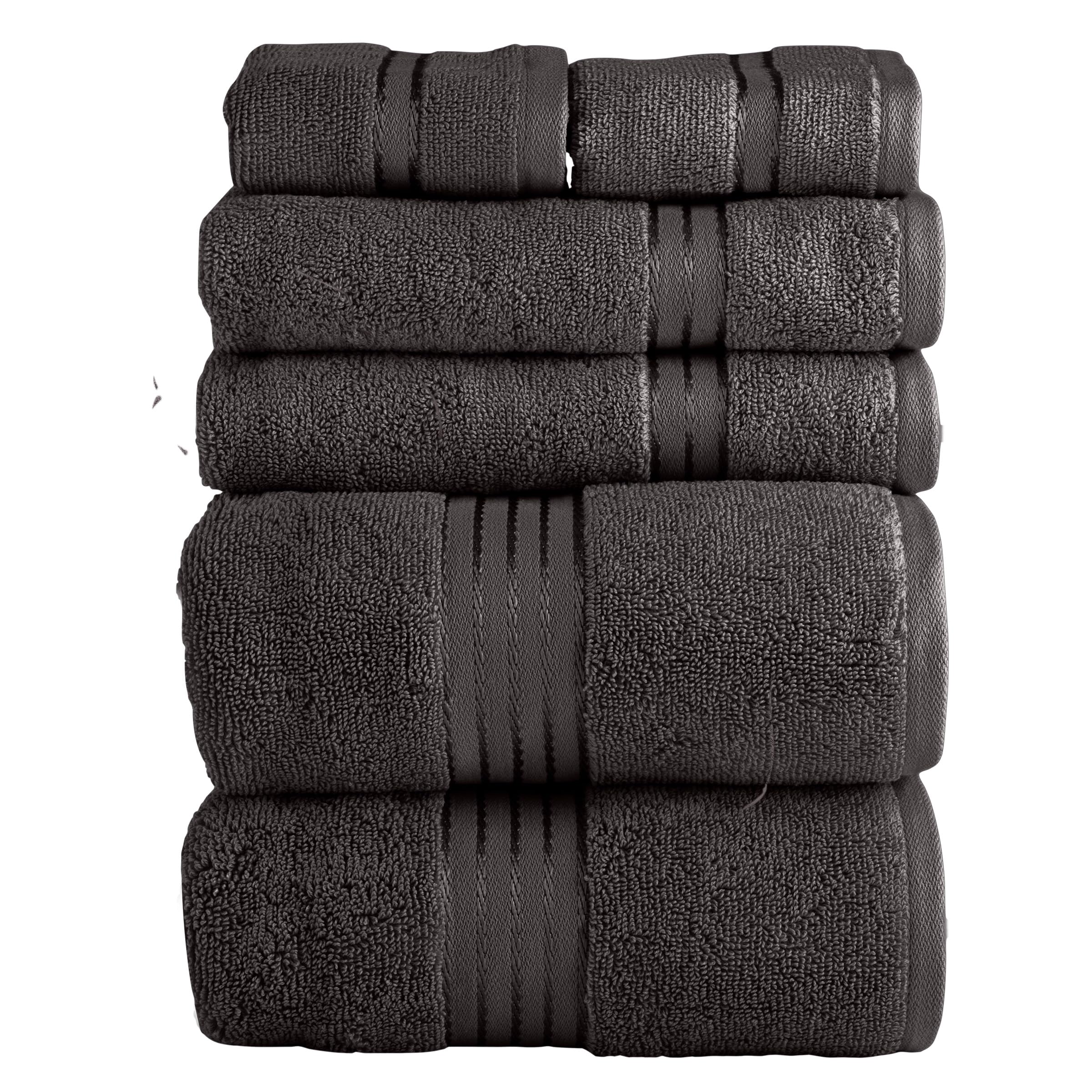Serviettes 100% coton de 625 g/m² Lavish Home gris anthracite lot de 6