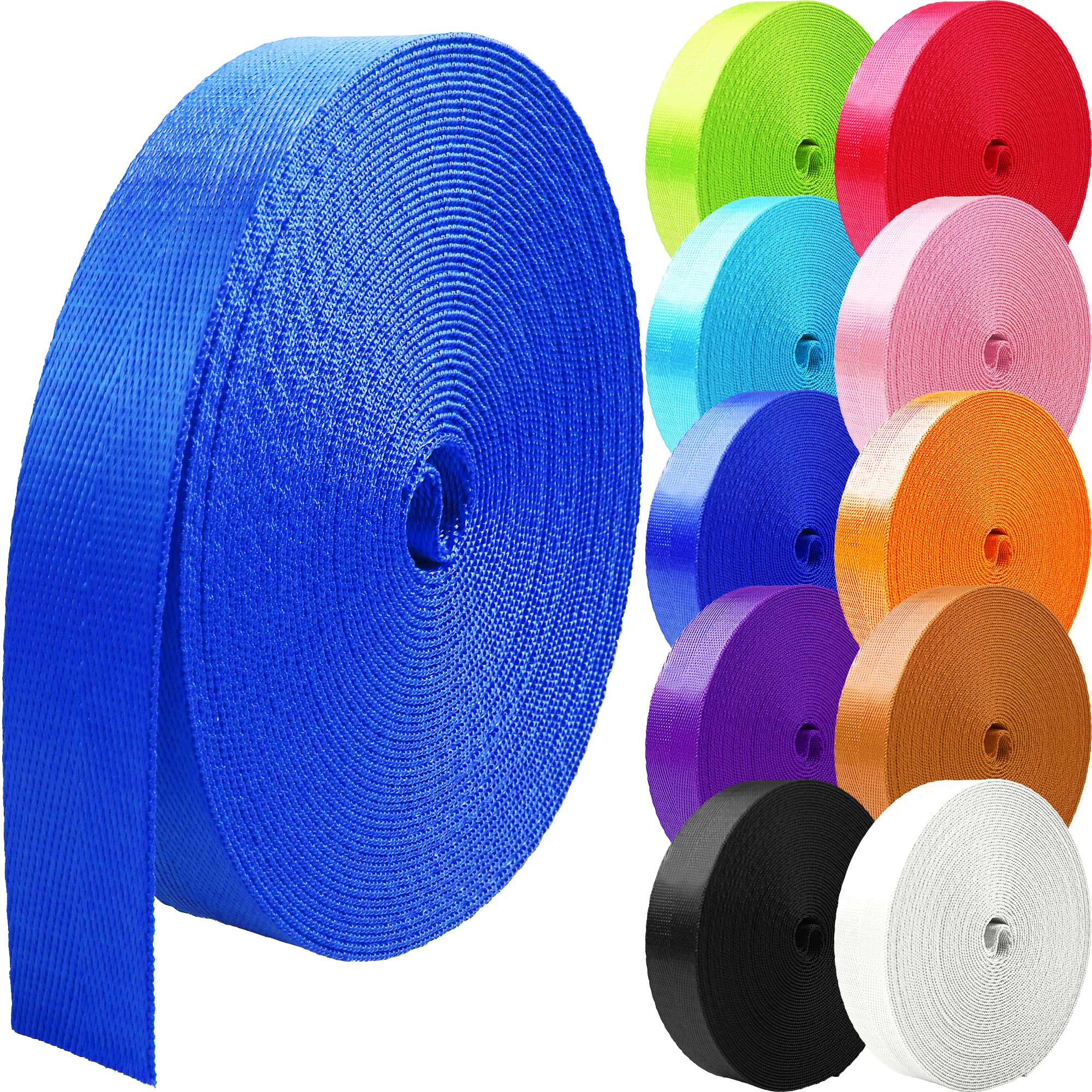 Grosun Nylon Webbing 1 inch 1.5 inch 2 inch Webbing Nylon Strap Backpack Straps Belt, 10 25 50 3.3 Yards Webbing