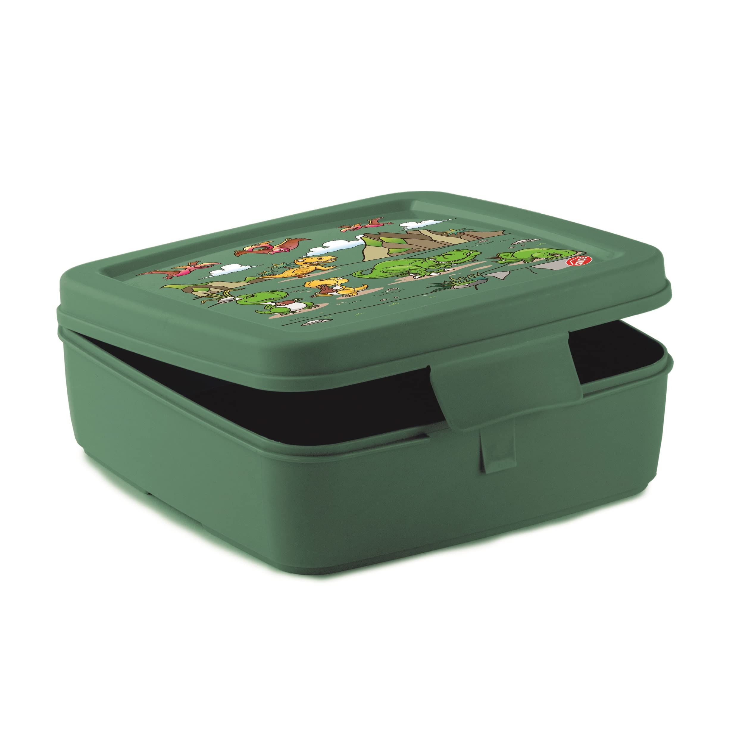 Snips Sandwich Holder | Children's Sandwich Holder | Dinosaur Decoration | Children's Snack Box | 14, 5 x 14.5 x 5.5 cm | Green | Made in Italy | 0% BPA Free