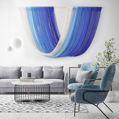 EISKBC macramé para colgar en la pared decoración de pared de macramé bohemio grande tapiz de hilo de borla arte de pared moderno para dormitorio