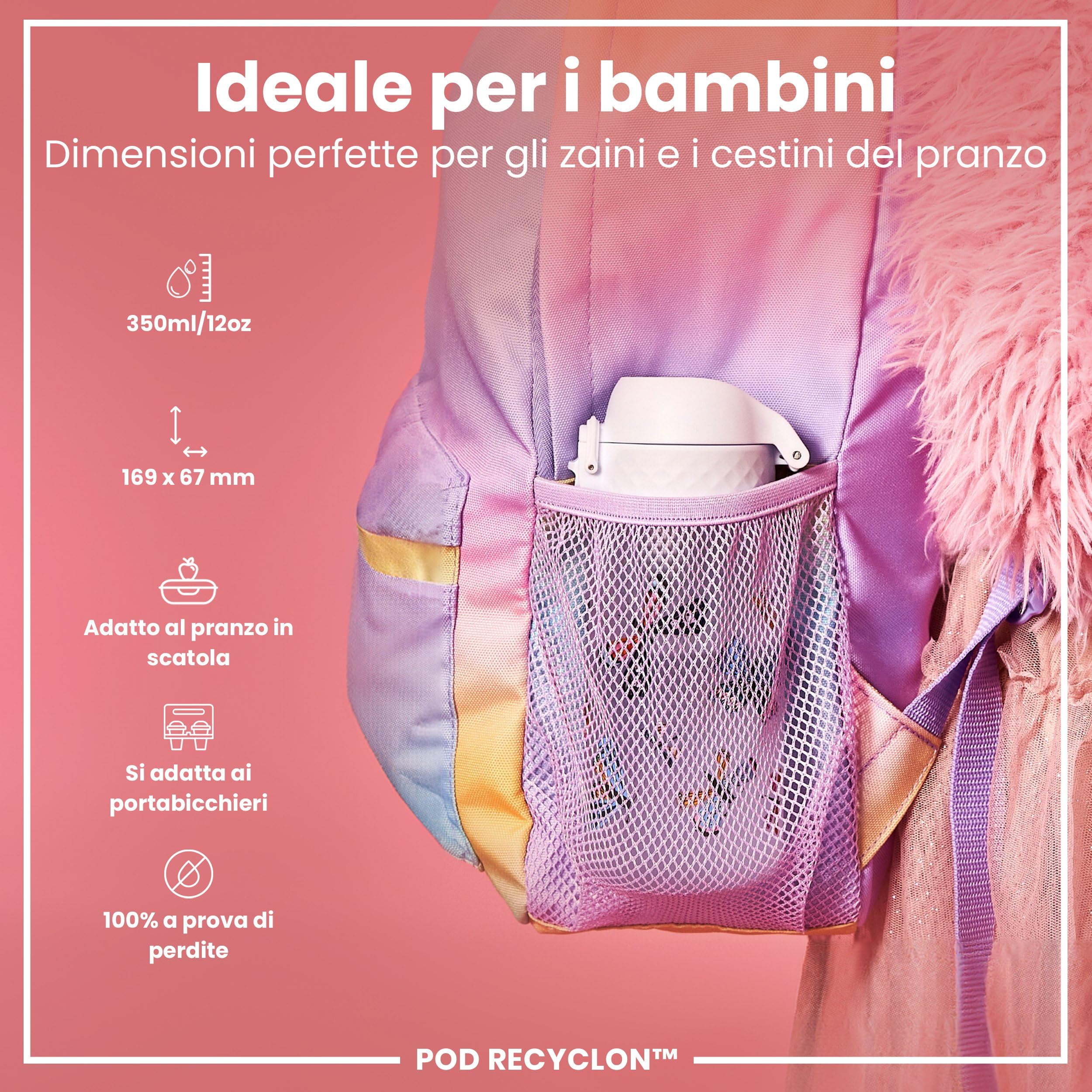 ION8 Borraccia per Bambini 350ml a Prova di Perdite Lavabile in Lavastoviglie Senza BPA