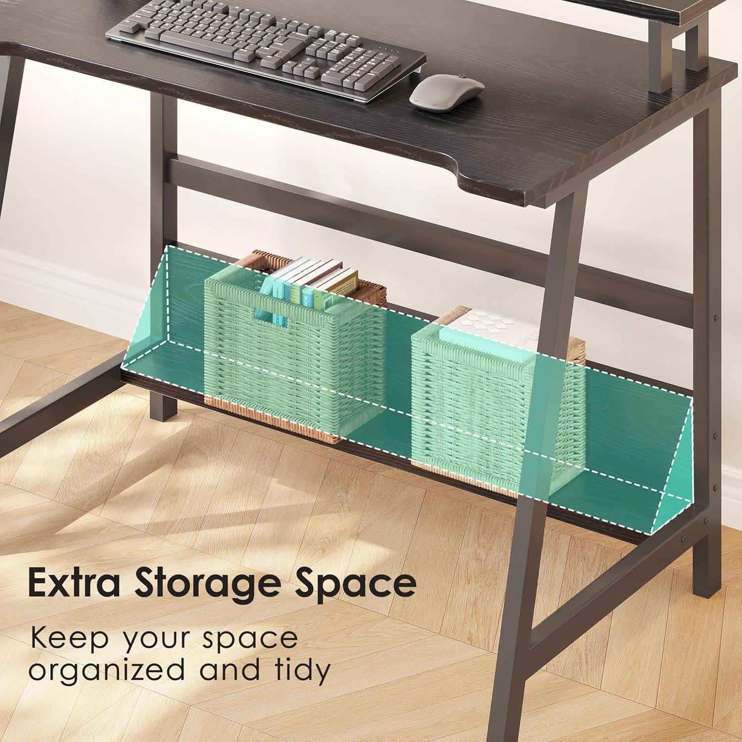 ALISENED 31.5 Inch Small Office Desk with Storage, Small Desk for Small Spaces, Compact Home Office Desk, Mini Study Desk for Bedroom, Black - Image 5