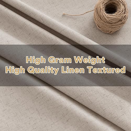 Miniatura 270 de PrinceDeco Cortinas opacas 100% para dormitorio, cortina de lino para puerta corrediza de cristal, cortinas opacas extra anchas con ojales Arena