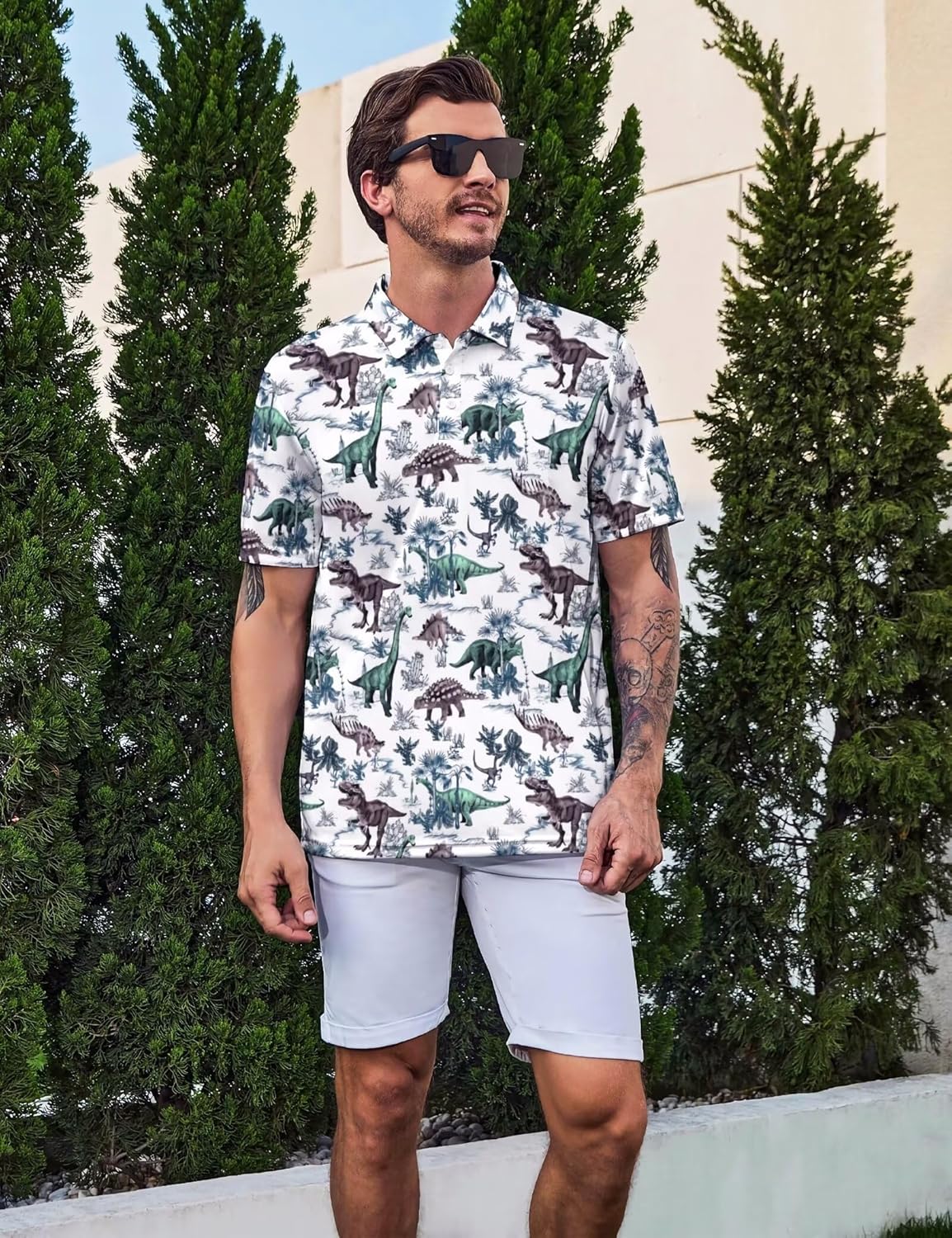 Men's Funny Polo Shirts Short Sleeve Golf Shirt for Men Quick-Dry Golf Polo Shirt Moisture Wicking Activewear Polos