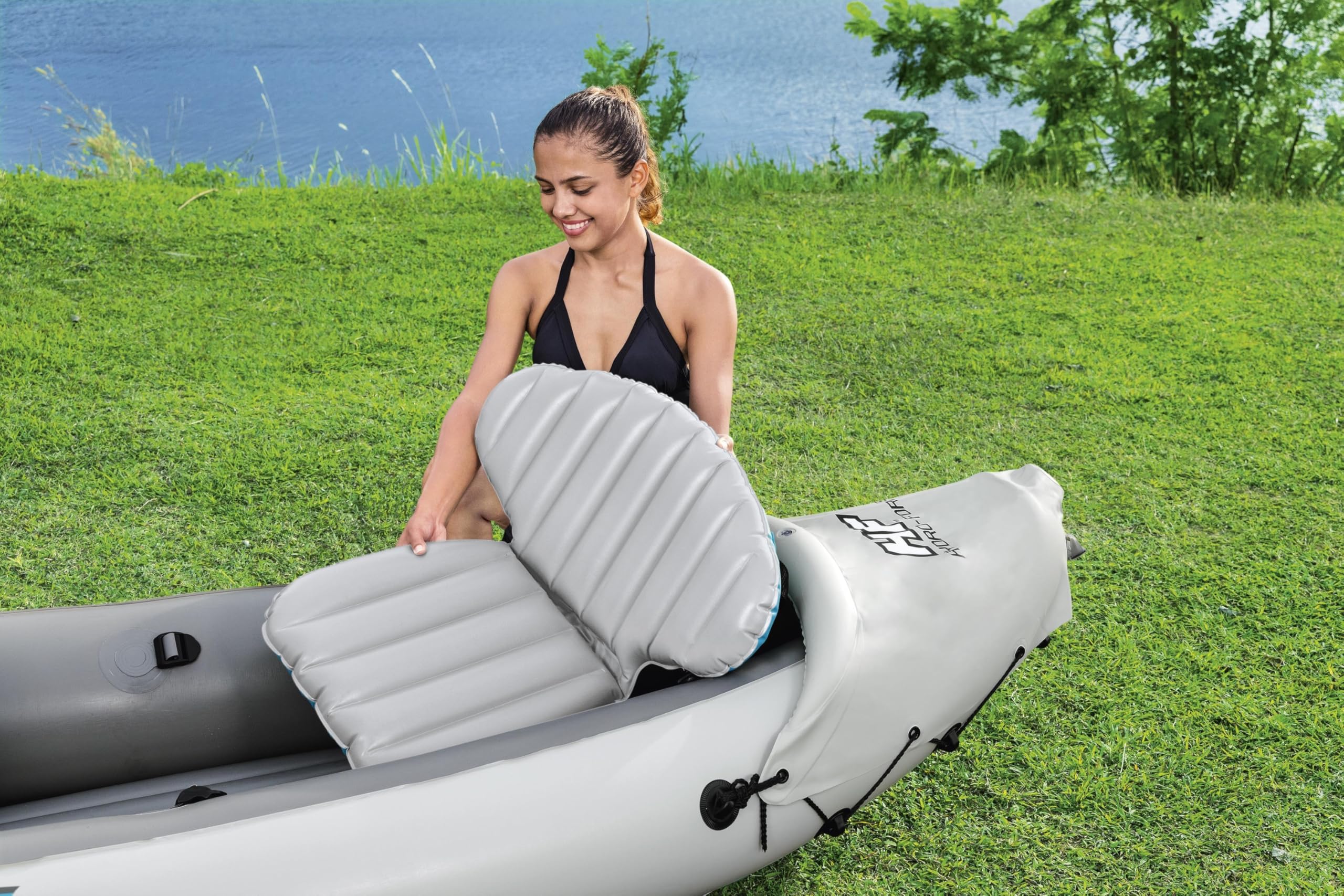 Bestway Hydro-Force Rapid Elite - Kayak gonfiabile per 2 persone, include kayak, 2 pagaie in alluminio, pompa a mano, 2 pinne e borsa per il trasporto