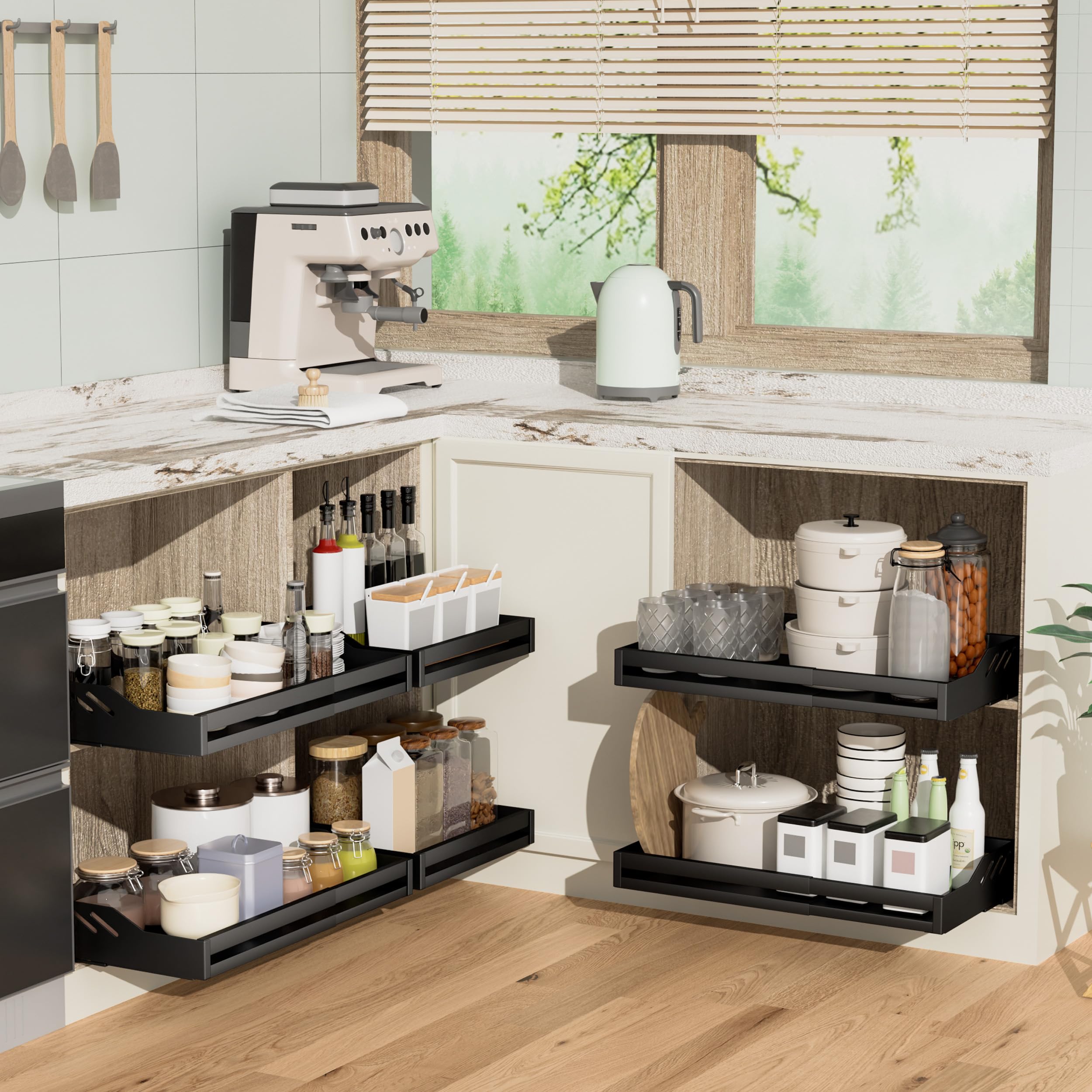 OUTBROS Teleskopschublade, Ausziehbare Schublade Küche(39-60), Schwarz