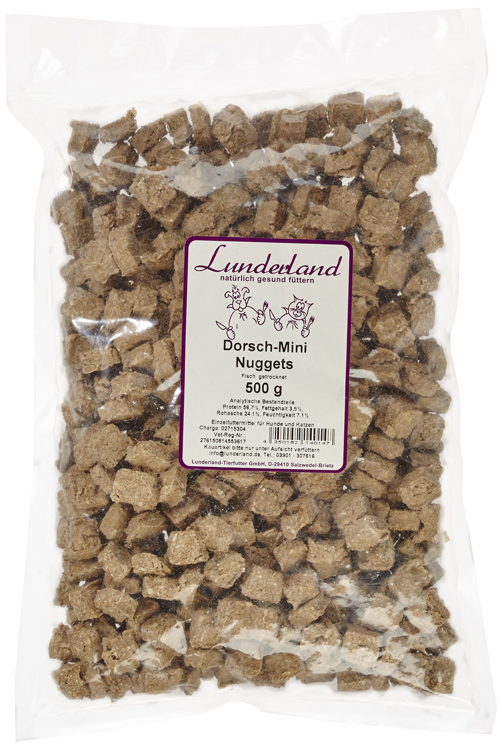 Lunderland Dorsch-Mini-Nuggets für Hunde und Katzen - 500g