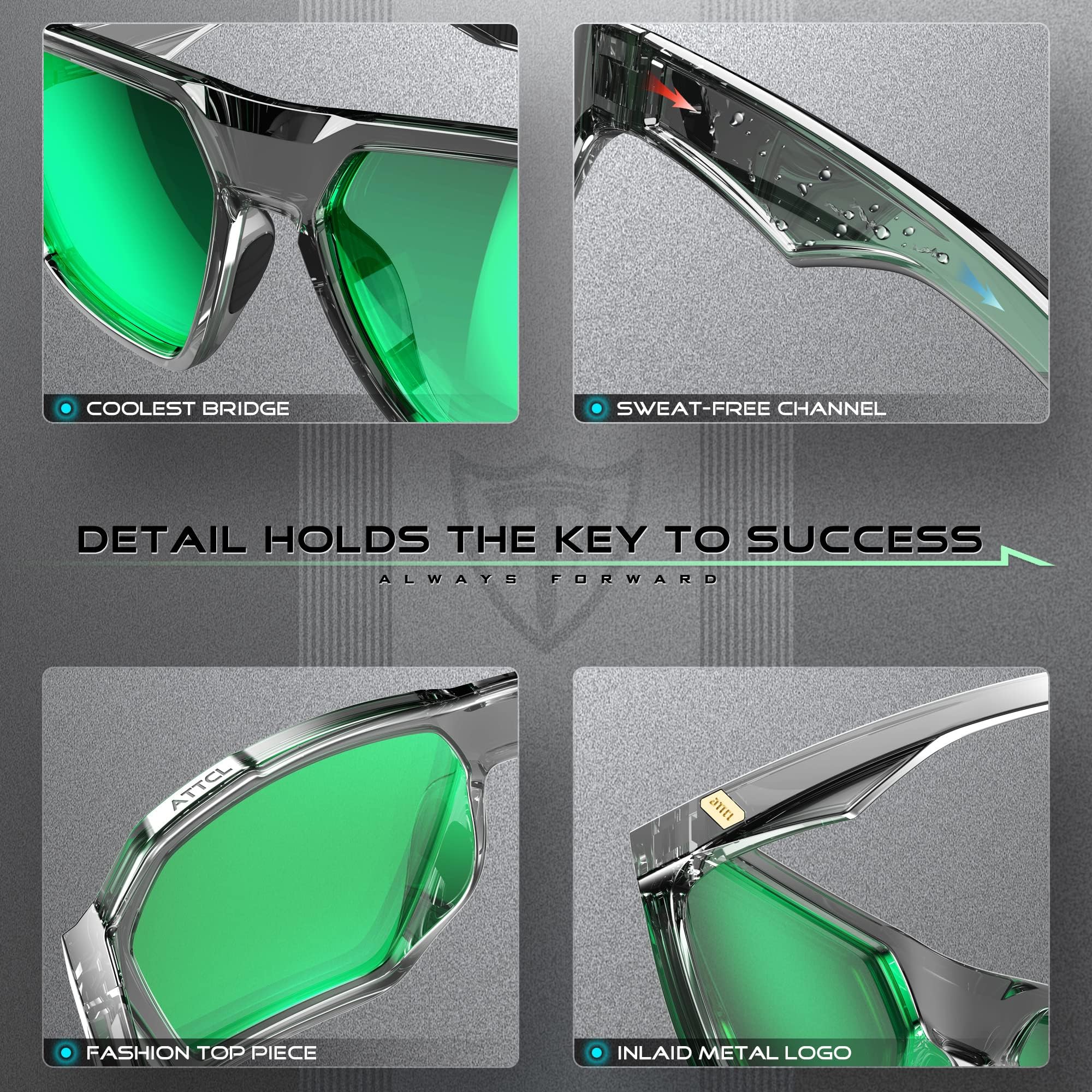 ATTCL Polarisierte Sonnenbrille Herren Sportbrille mit UV-Schutz Hexagonal TR90 Rahmen