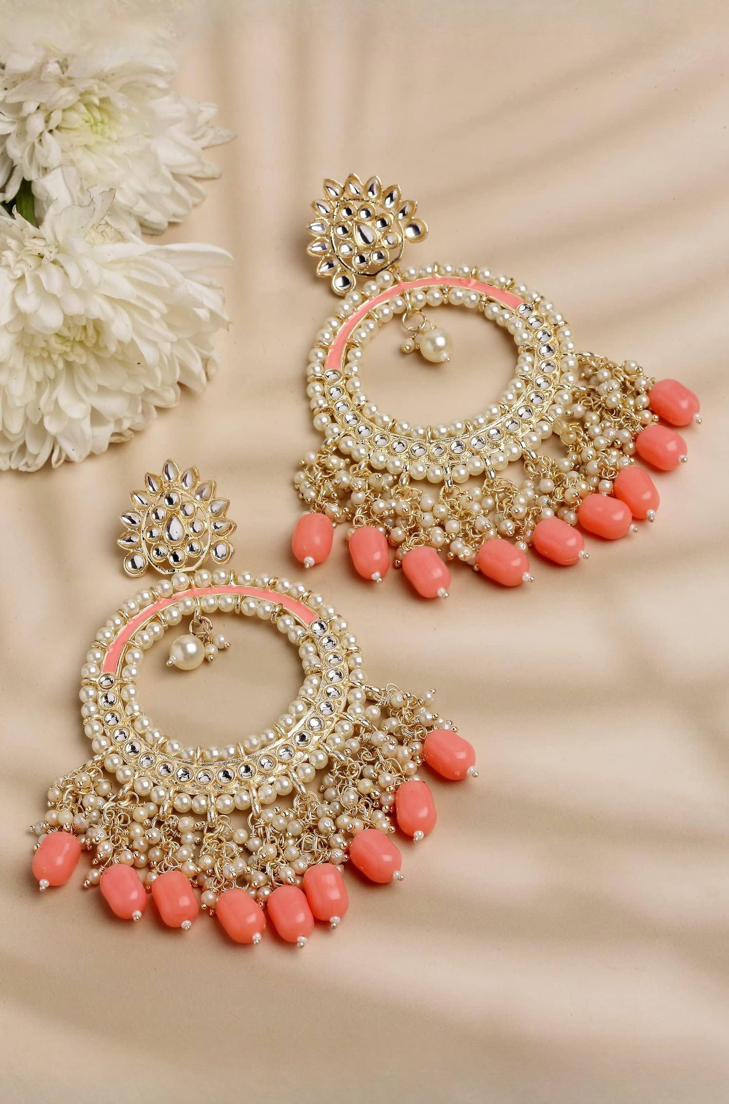 Shining Diva Fashion Latest Stylish Traditional Kundan Chandbali Earrings for Women and Girls