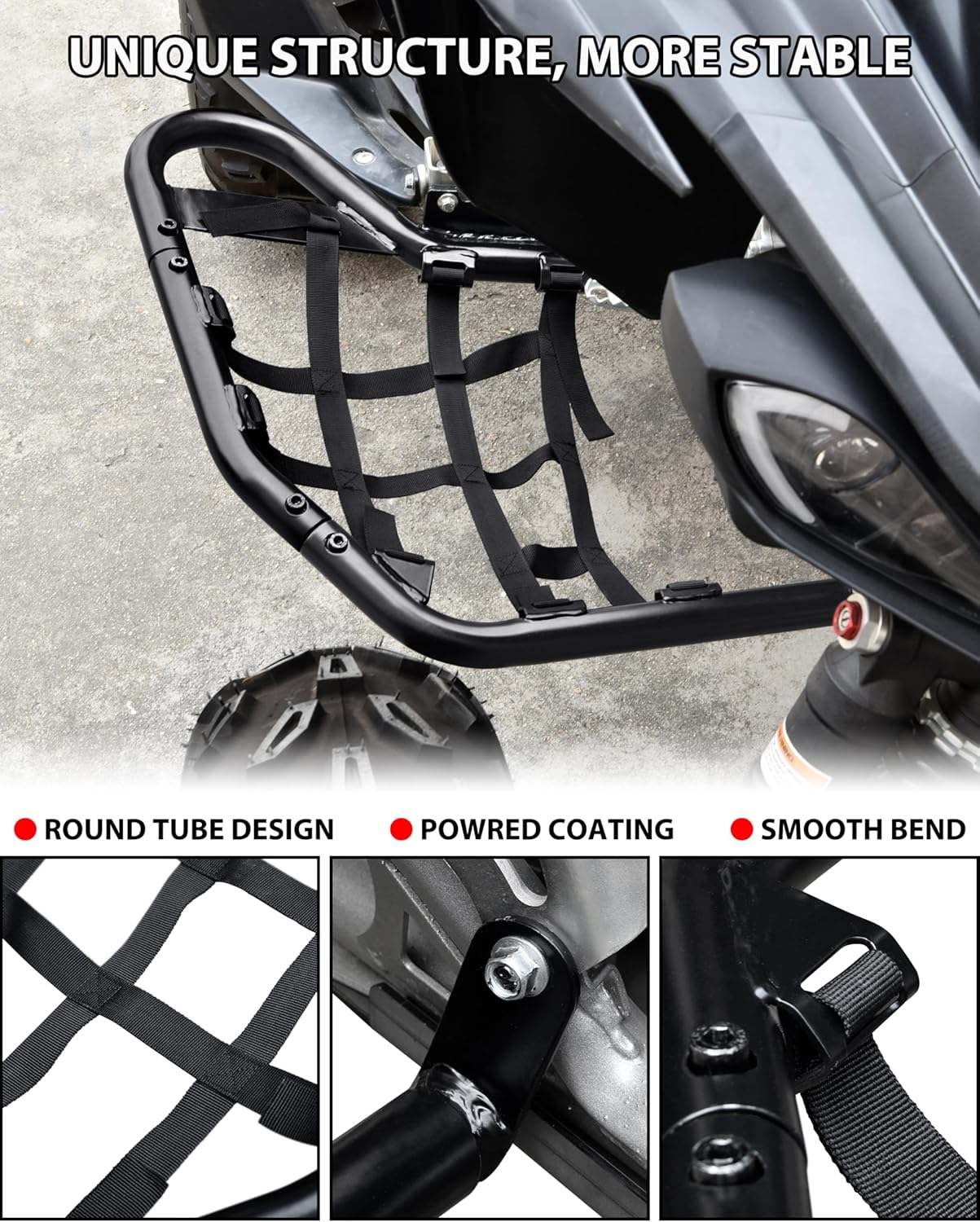 SAUTVS Side Step Nerf Bars Rock Sliders for Yamaha Raptor 700 700R 2006-2025, Combined Foot Guard Pegs with Black Webbing Nets, Protective Off-Road Accessories