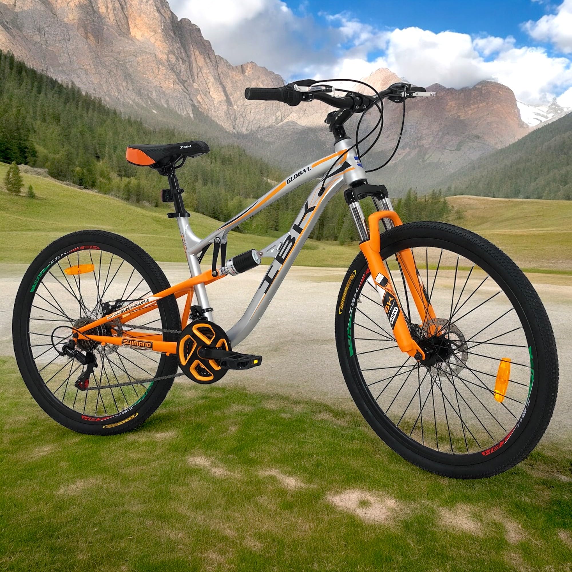 IBK Bicicletta MTB 27.5'' Pollici Bici Global Mountain Bike BIAMMORTIZZATA Ragazzo Cambio 21 Velocità Freni a Disco